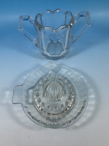Vintage Pressed Glass Sugar Bowl &Lemon Squeezer - Picture 2 of 5