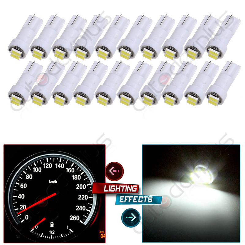 20pcs T5 17 37 LED Bulb Pure White Instrument Cluster Dashboard Light For Ford
