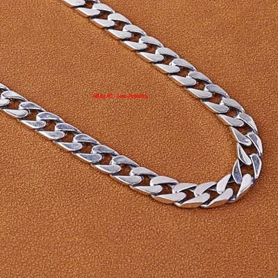 Real 925 Sterling Silver 7mm Curb Link Chain Women Men's Necklace 23.6inch L