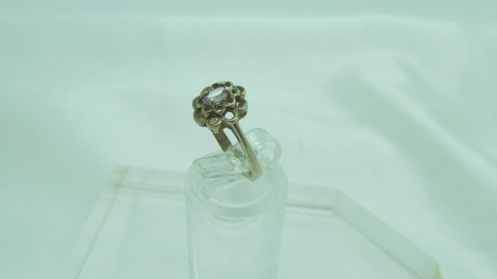 CL Sterling Silver .925 TINY oval cut AMETHYST FL… - image 4