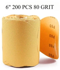 2 ROLL PSA 6'' Sanding Discs, Self Adhesive Stickyback for DA Sander 80 Grit