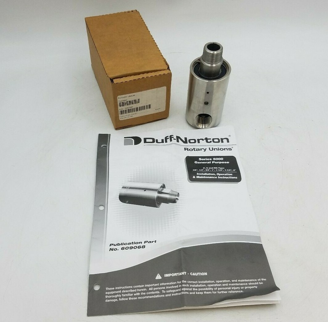 Duff Norton 750088C Rotary Union Left Hand Rotation Single Dual Flow