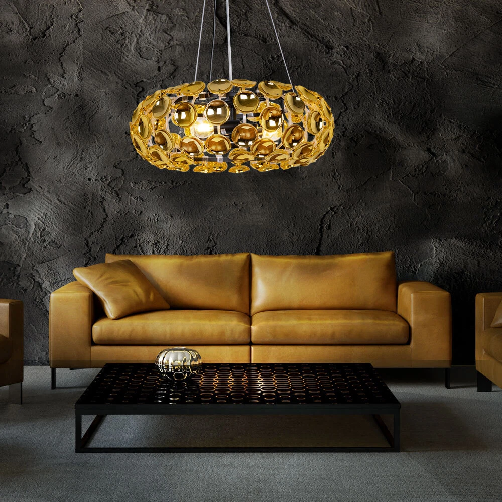 Hängeleuchte Kronleuchter Deckenlampe Wohnzimmerlampe Gold-Design 
