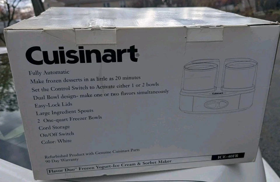 Cuisinart Flavor Duo Ice-40FR Iogurte Congelado - Sorvete e Sorvete Nova Peça Antiga - Imagem 2 de 2