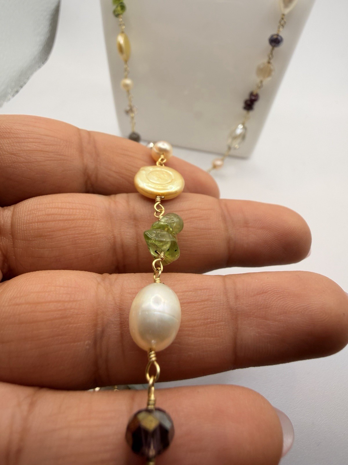 Handcrafted Wire Wrapped Gemstone Freshwater Pear… - image 6