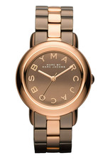 NEW MARC JACOBS MARCI TWO,2 TONE ROSE GOLD,BLACK ION MIRROR DIAL WATCH MBM3171