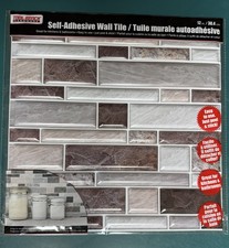 89 PCS Peel Stick Wall Tile ADH Mosaic Brown/Tan/White Faux Tile 12 NOS