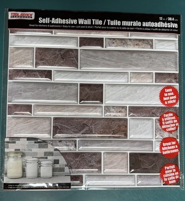 89 PCS Peel Stick Wall Tile ADH Mosaic Brown/Tan/White Faux Tile 12  NOS