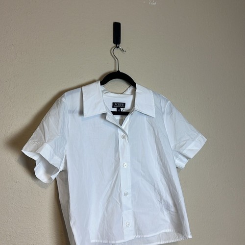 NEU J. CREW Gamine Hemd aus Baumwollpopeline Weiß Kurzarm Größe 12 - Bild 2 von 9