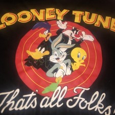 LOONEY TUNES That's All Folks Bugs Bunny Daffy Unisex Sweatshirt Medium Kids FT