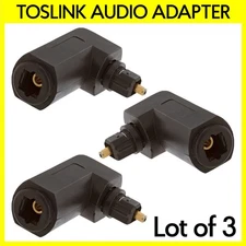3 PCS Toslink Plug to Jack Adapter Optical Fiberl Audio 90º Right Angle