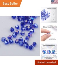 DIY 4mm 1000Pcs Bulk Faceted Bicone Crystal Glass Beads with Container Box Be...