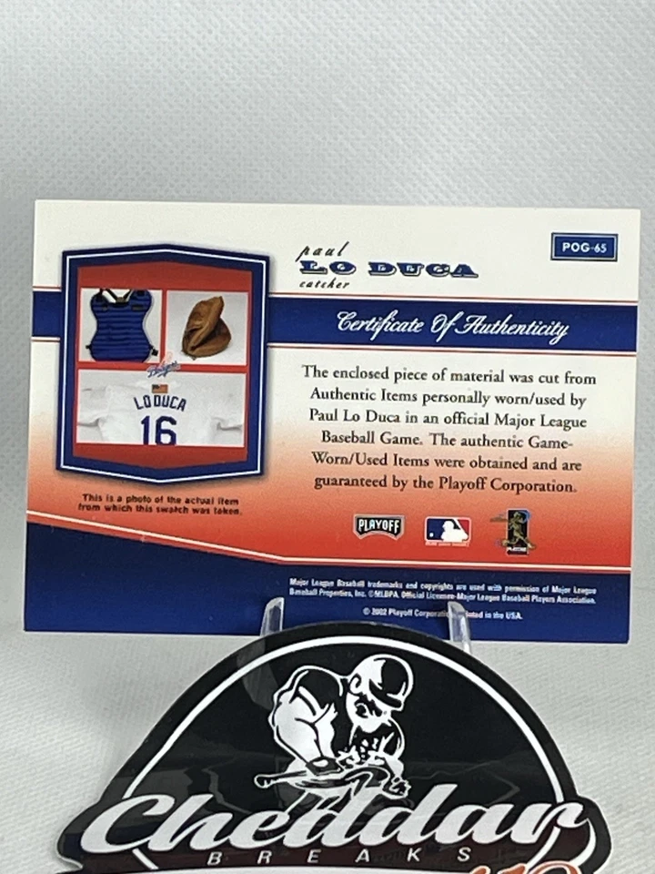 2002 Playoff Piece of the Game Materials Paul Lo Duca Jersey #65 - Image 2 of 2