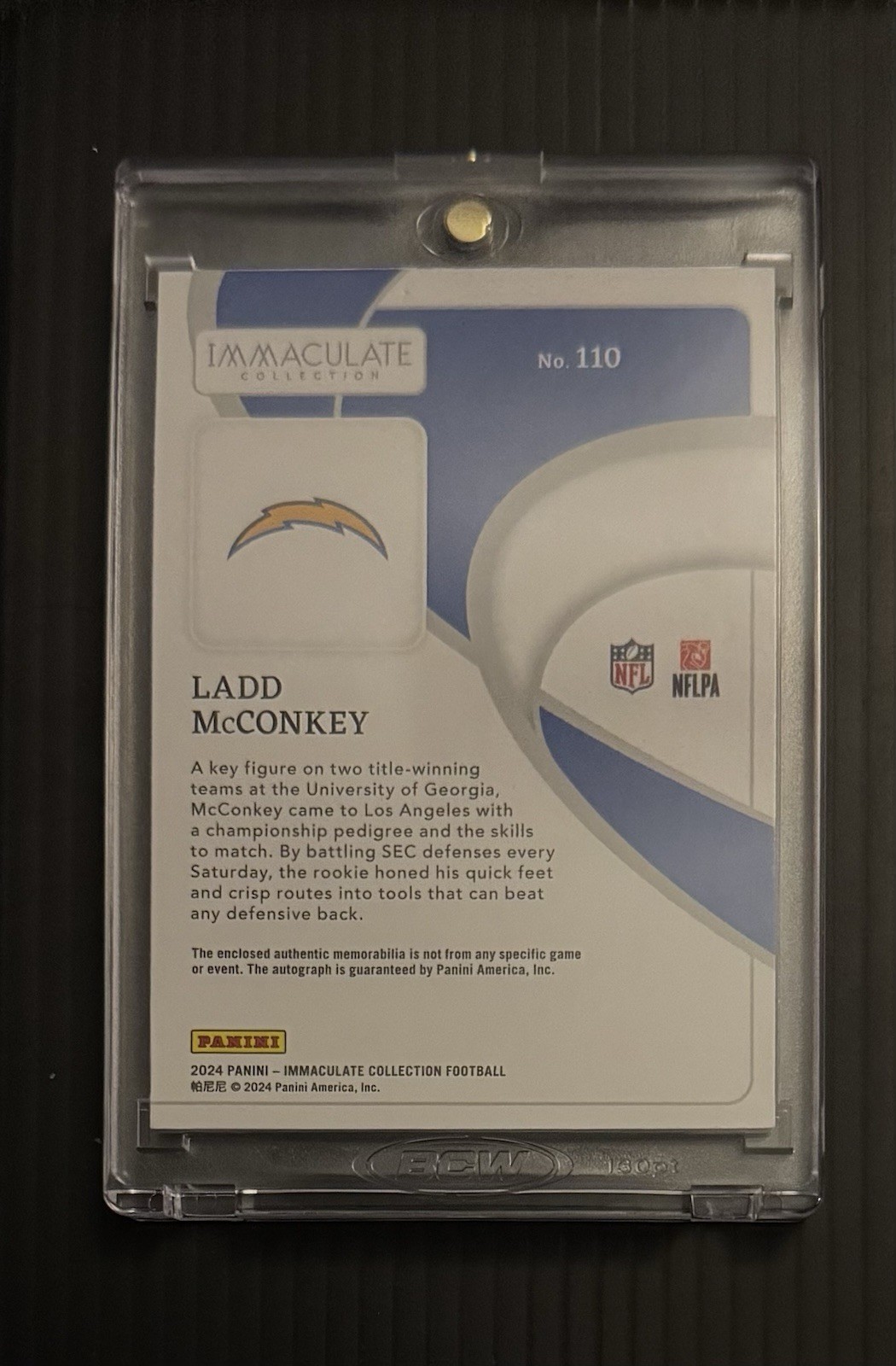 2024 Immaculate Ladd McConkey RC Gold RPA /25 On-Card Auto 2-Color Patch view 3