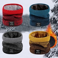 Unisex Knitted Warm Scarf Winter Autumn Ring Women Bandana Solid Scarf Fleece Me