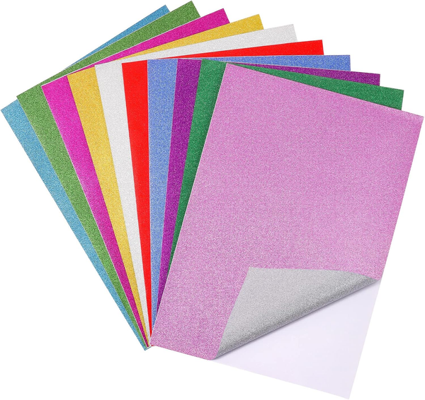 Xree 20 Blatt Glitzerpapier Zum Basteln, A4 Bunt Glitzer Papiebastelpapier Glitz-image