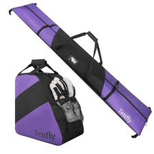 Ski Bag and Boot Bag Combo, Snow Ski Bags for Air Travel, Water- Black Purple