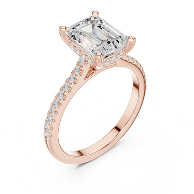 Eleganter Design-Ring 2,4 kt Smaragd im Labor gezüchteter Diamant für Frauen ...