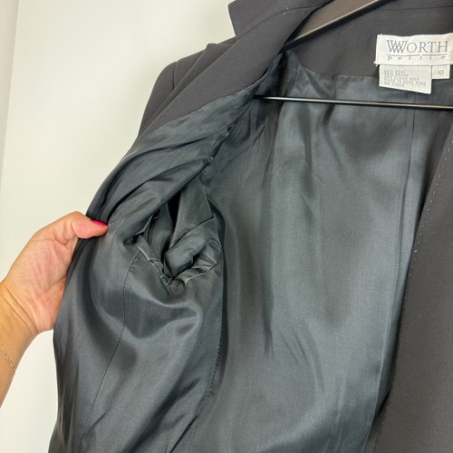 Worth Luxury Wool Blend Classic Blazer Suit Jacket - Size 10P Petite - Picture 6 of 11
