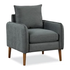 Modern Accent Chair Upholstered Mid-Century Armchair w/ Rubber Wood Legs Grey