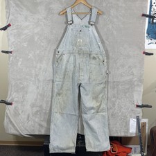 Vtg 1960s Penneys Big Mac Pinstripe Overalls 40x28 Distressed Sun Faded Farmer