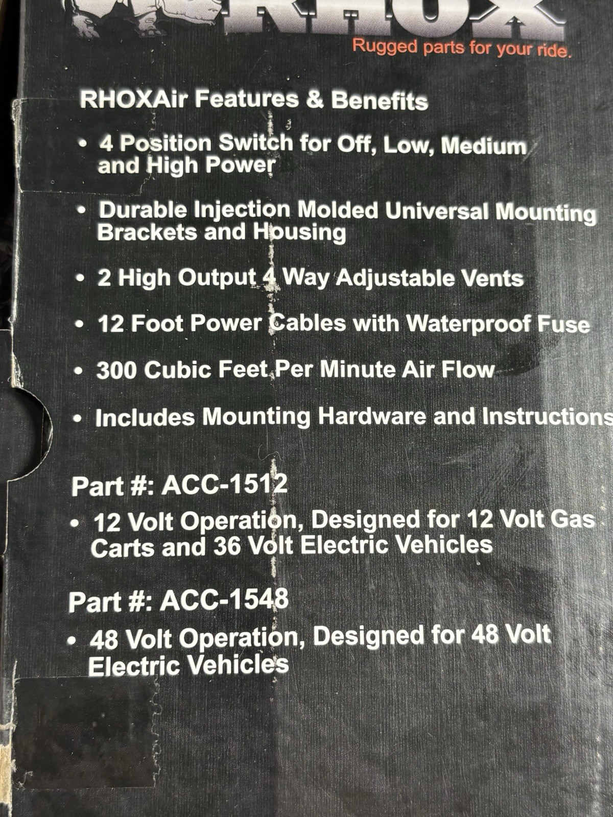 Rhox Air Golf Car Cart Cabin Cooling Fan 12V Gas-Electric