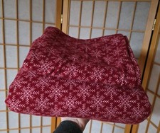 Full FLANNEL Flat Sheet 76X92" 1 Pillow Case Snowflake Pattern NO FITTED SHEET