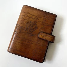 Berluti Mac Arthur Scritto Planner Cover Brown Calligraphy Leather Used