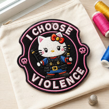 Embroidered Tactical Cute Cat Patch I Choose Chaos Funny Meme Parody Morale