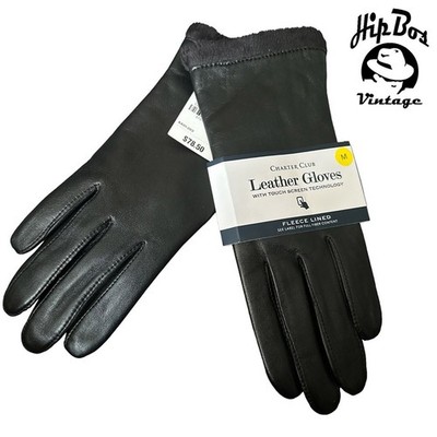 Charter Club Damen Lederhandschuhe Tech Gloves Touch kompatibel schwarz Größe S
