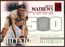 2002 Topps Tribute Milestone Materials Jersey #  (Red) Eddie Mathews Jsy #07/41