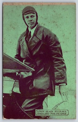 Patriotic~Charles Lindbergh Plane Flight~Lindy Leaves England for France~c1927