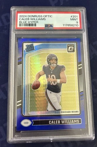 2024 Panini Donruss Optic - Rated Rookie Caleb Williams #201 Blue Hyper PSA 9
