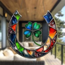 Stained Glass Window Hanging Clover Suncatcher Window Ornament
