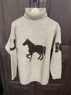 Vintage Men’s Ralph Lauren Wool Pullover Sweater Size M Horse Horseshoe Design