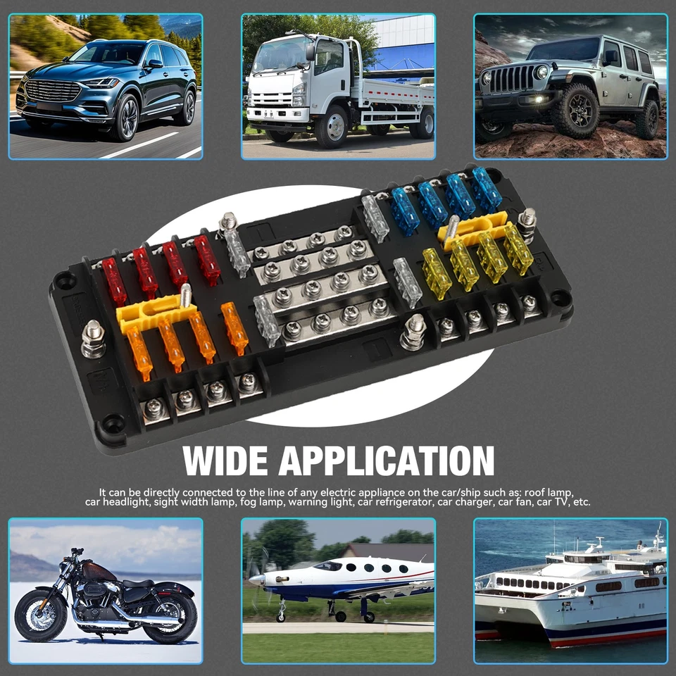 Fuse Box 16 Way Blade Block Cover Holder RV Auto Marine Car Waterproof 12V 32V - Image 3 of 4