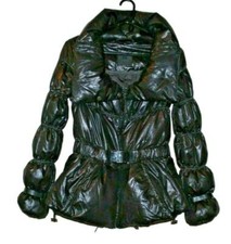 100% Authentic Rudsak Black Puffer Down Coat With Snap Buttons Buckle Feathers S