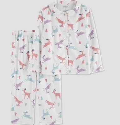 Carter's Just One You 18 Months Baby Girls' 2pc Reindeer Pajama Set Ivory New