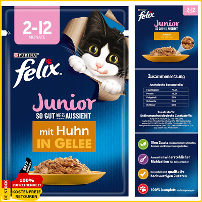   FELIX Junior Kittenfutter Katzennassfutter Nassfutter Katzenfutter 26 X 85G