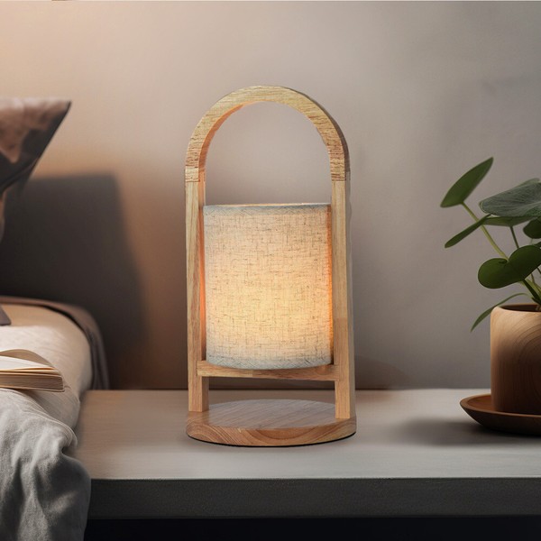 Tischleuchte Tischlampe Wohnzimmerlampe Akku Led Touchdimmer Holz Leseleuchte-image