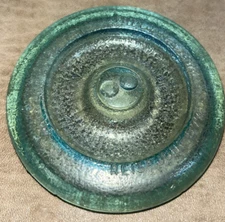 Antique Blue Green Glass Canning Jar Lid