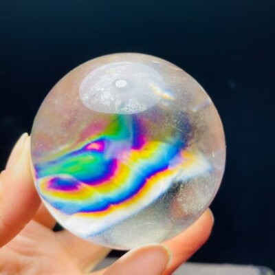 340g A+ Natural Rainbow Clear Quartz Sphere Crystal Ball Reiki Gem + Stand