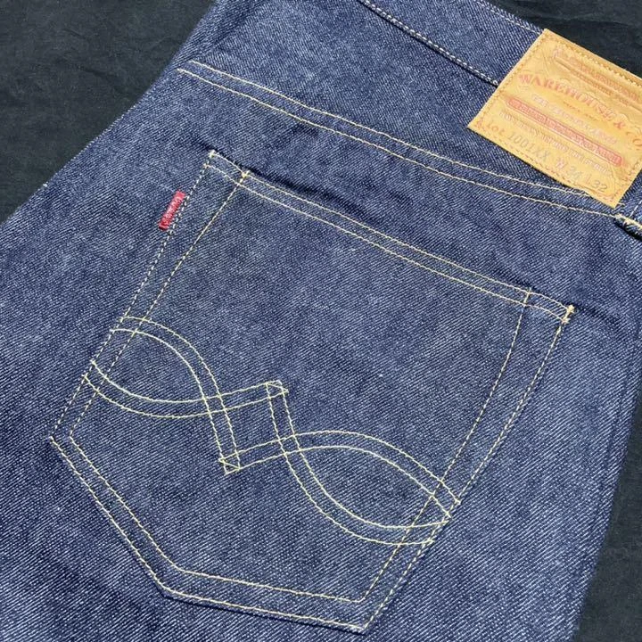 WAREHOUSE 1001XX Rigid/One-washed Denim Deerskin Patch W34 L32 Made in Japan