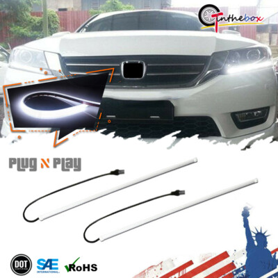 Evenly Illuminating White LED Strip DRL Lights For 13-15 Honda Accord Headlight