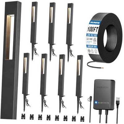  All-In-One LED Low Voltage Landscape Lighting Kit, 8-Pack Pathway Lights with 