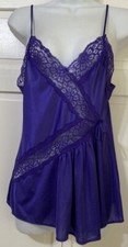 Vintage UNDERCOVER WEAR Purple Camisole Lingerie Top w/ Lace USA Small