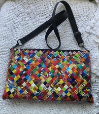 Nahui Ollin Keops Woven Candy Wrapper Multi Color Shoulder Bag Satchel Strap 15w