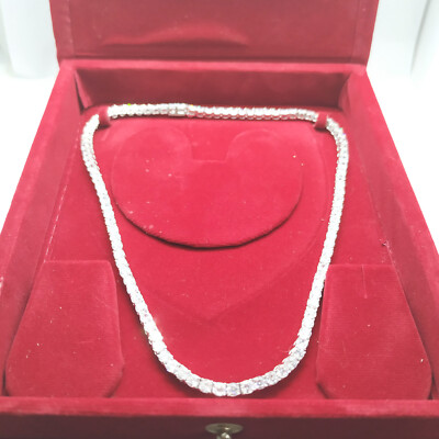 Collana Tennis 22" 3mm Con Zirconi Cubici VVS1, Placcata Oro Bianco 14kt, Nuova Con Etichette