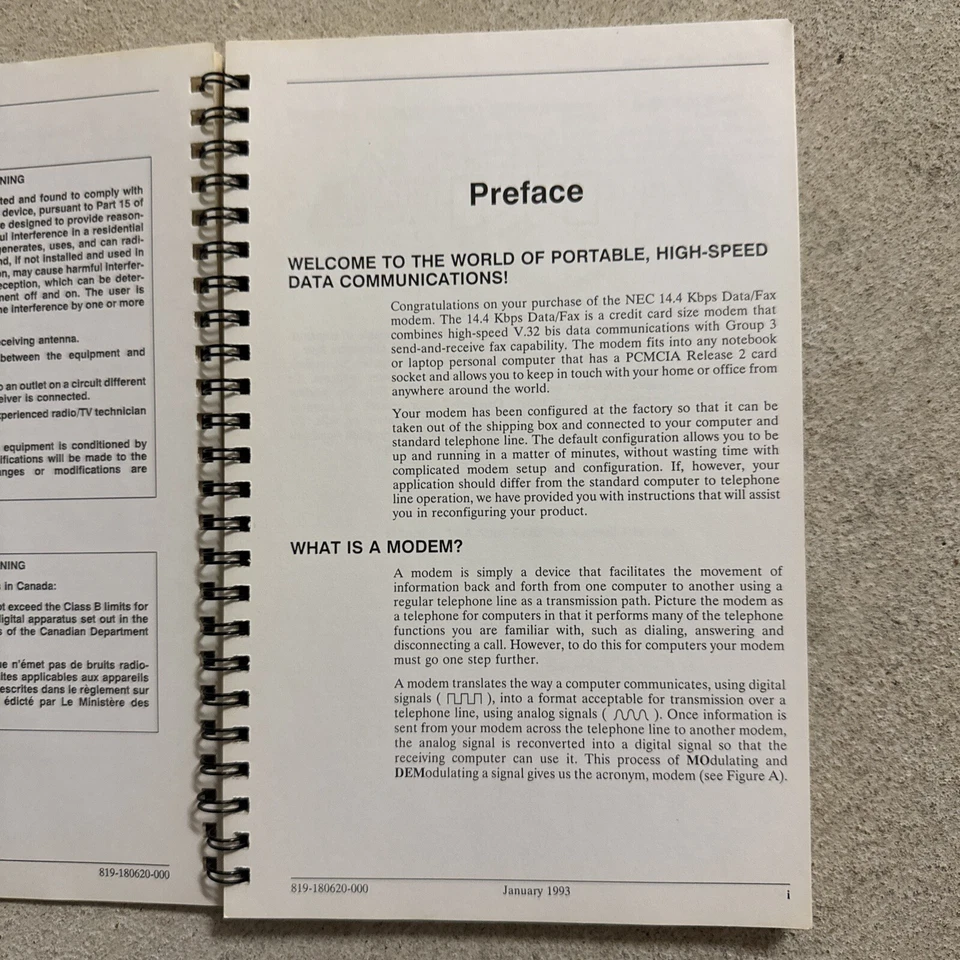 NEC 14.4Kbps Data/Fax Modem User's Guide 1993 Manual Rare - Image 4 of 4