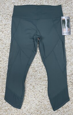 Active Life Leggings Capri Women's Size Small Mesh Detail Athletic Yoga Sage